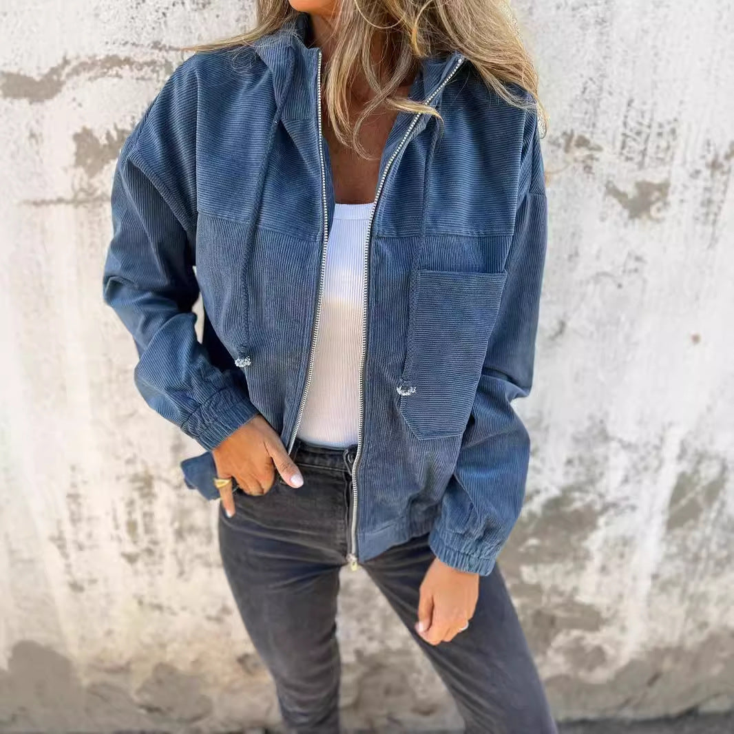 camille Manteau à Capuche en Velours Côtelé